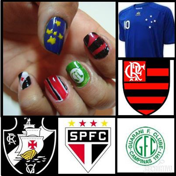 Unhas Criativas para Torcedoras de Futebol - Para Torcedoras do Vasco, São Paulo, Guarani, Flamengo e Cruzeiro