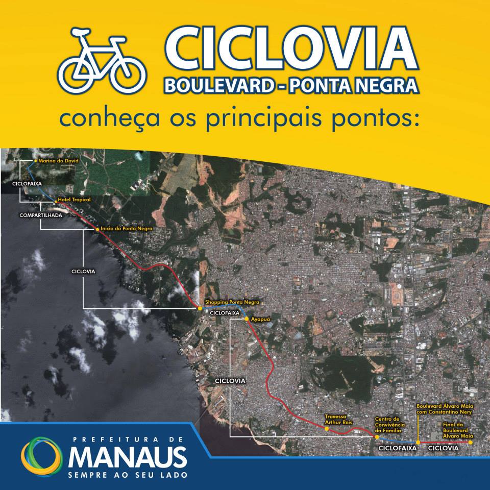 Percurso da Ciclovia/CicloFaixa Boulevard - Ponta Negra