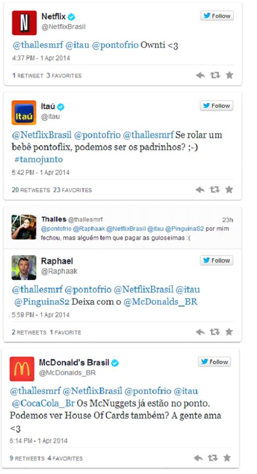 Ponto Frio, Netflix, Itaú, McDonald e Coca-Cola conversam no Twitter